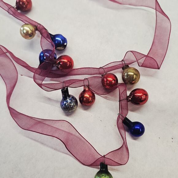 Vintage Feather Tree Mercury Glass 21 Ornaments On Christmas Tree Garland Ribbon - Picture 8 of 11